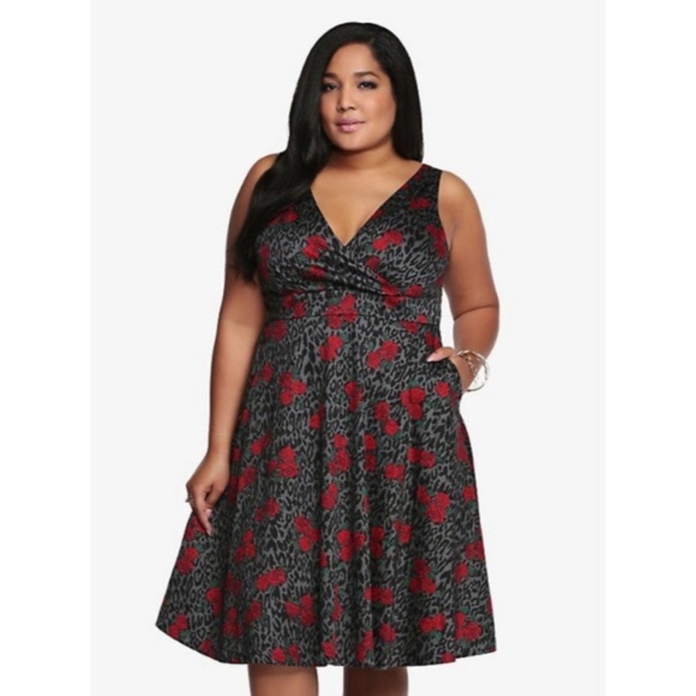 Torrid retro leopard rose swing dress